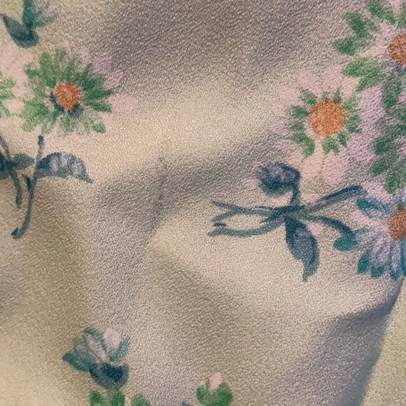 Vintage 70s 60s mint green floral short summer dress capped sleeves open back - Picture 6 of 9